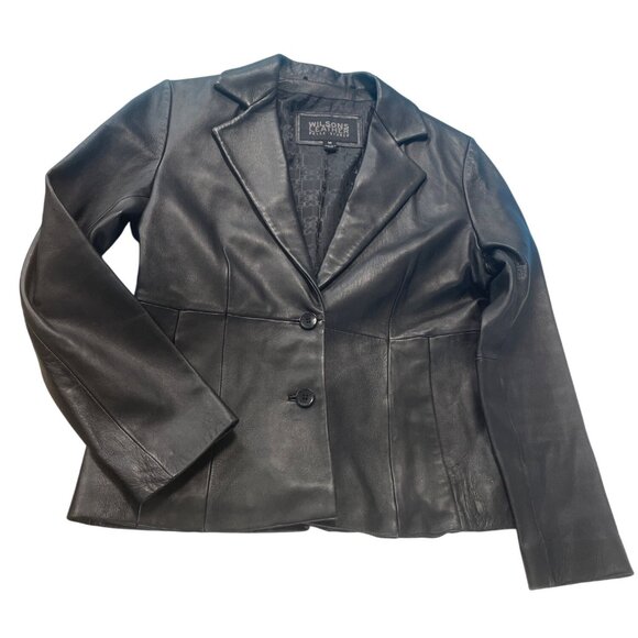 Wilsons Leather Jackets & Blazers - Wilsons Leather Pelle Studio Womens Black Leather Blazer Jacket Sz M SKU 9414